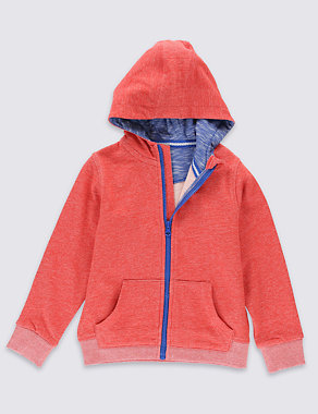 Pure Cotton Zip Through Hooded Top (1-7 Years) Image 2 of 3