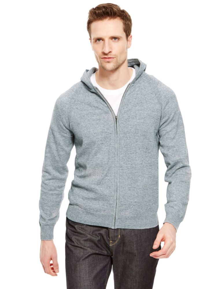 Pure Cotton Zip Through Hooded Top 1 of 4