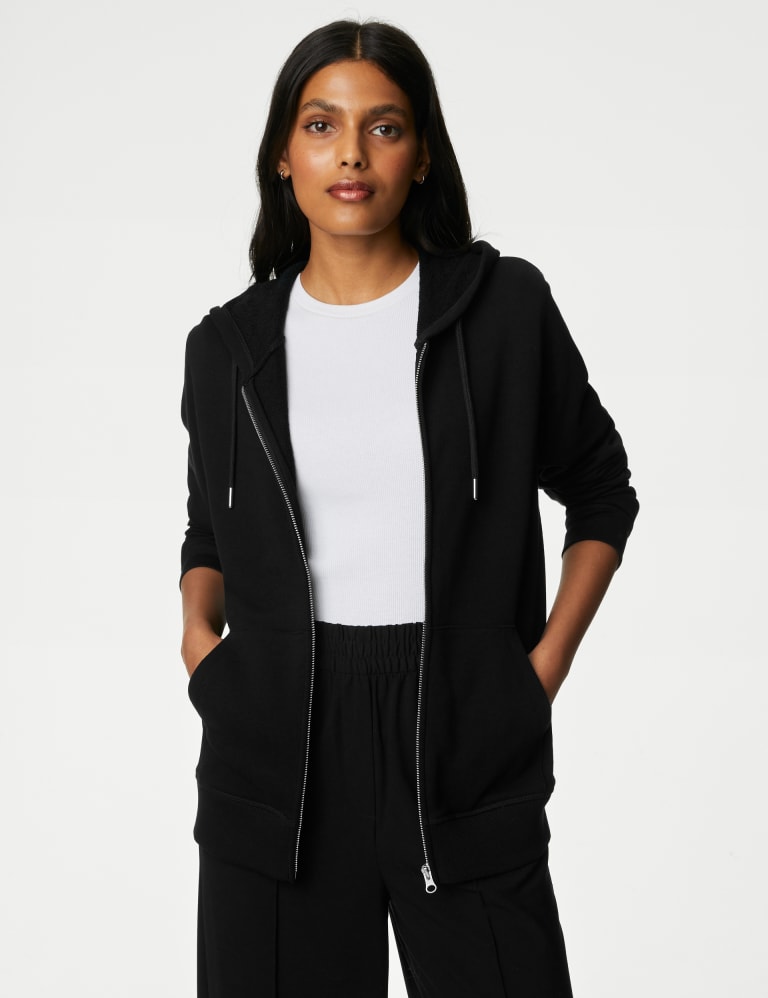 Pure Cotton Zip Up Hoodie | Mu0026S Collection | Mu0026S