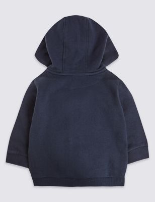 Pure Cotton Zipped Through Hooded Top Image 2 of 3