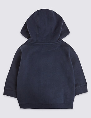 Pure Cotton Zipped Through Hooded Top Image 2 of 3