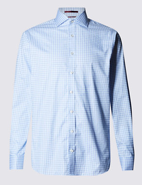 Pure Egyptian Cotton Checked Shirt Image 2 of 5