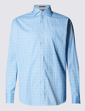 Pure Egyptian Cotton Ombre Checked Shirt Image 2 of 3