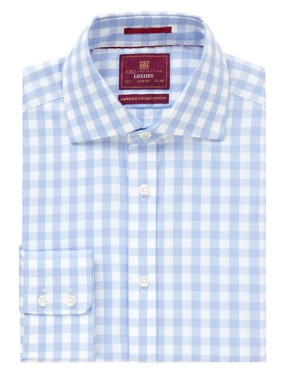 Pure Egyptian Cotton Slim Fit Large Checked Shirt Image 1 of 1