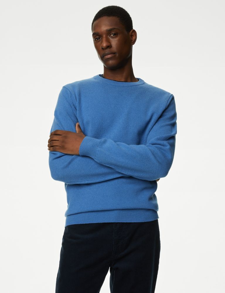 Pure Extra Fine Lambswool Crew Neck Jumper 1 of 5