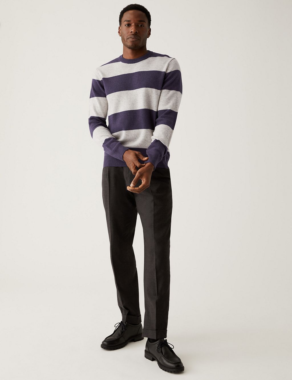 Pure Extra Fine Lambswool Striped Jumper 2 of 5