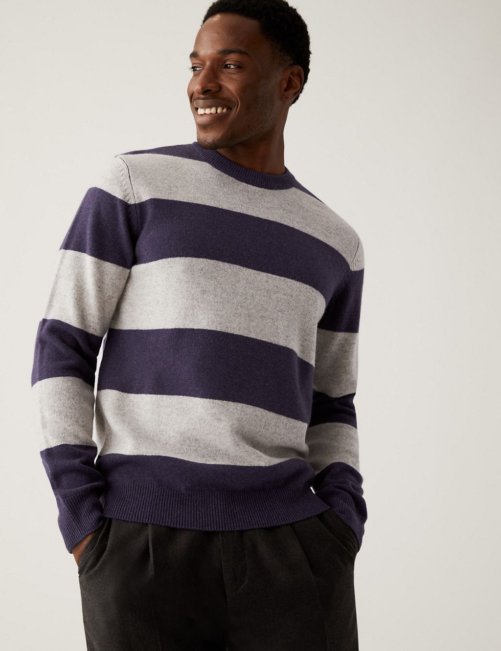 Pure Extra Fine Lambswool Striped Jumper 4 of 5