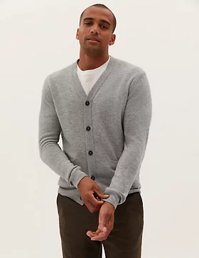 Fishbone Fine Knitted Cardigan lilac-light grey casual look Fashion Slipovers Fine Knitted Cardigans 