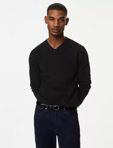 Pure Extra Fine Lambswool V-Neck Jumper 1 of 5