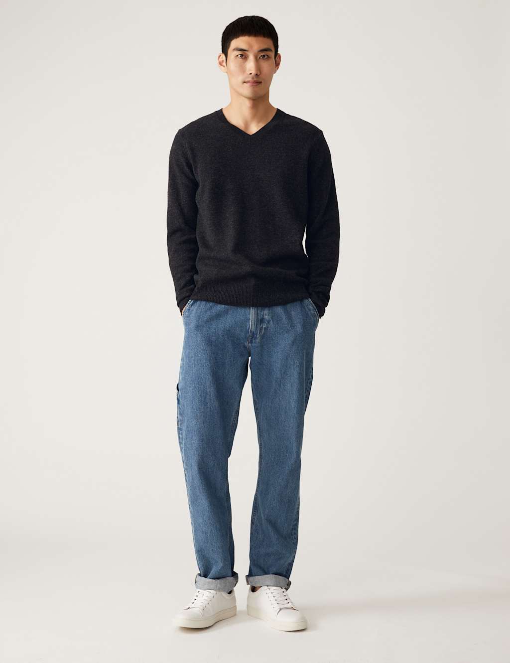 Pure Extra Fine Lambswool V-Neck Jumper 1 of 4
