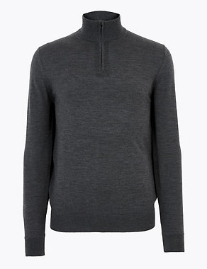Pure Extra Fine Merino Wool Funnel Neck Jumper | M&S Collection | M&S