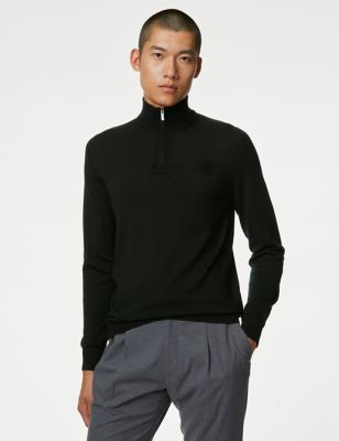 Merino Wool Quarter-Zip Sweater Black