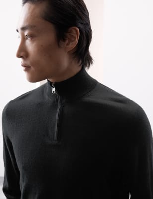 Merino wool outlet zip neck jumper