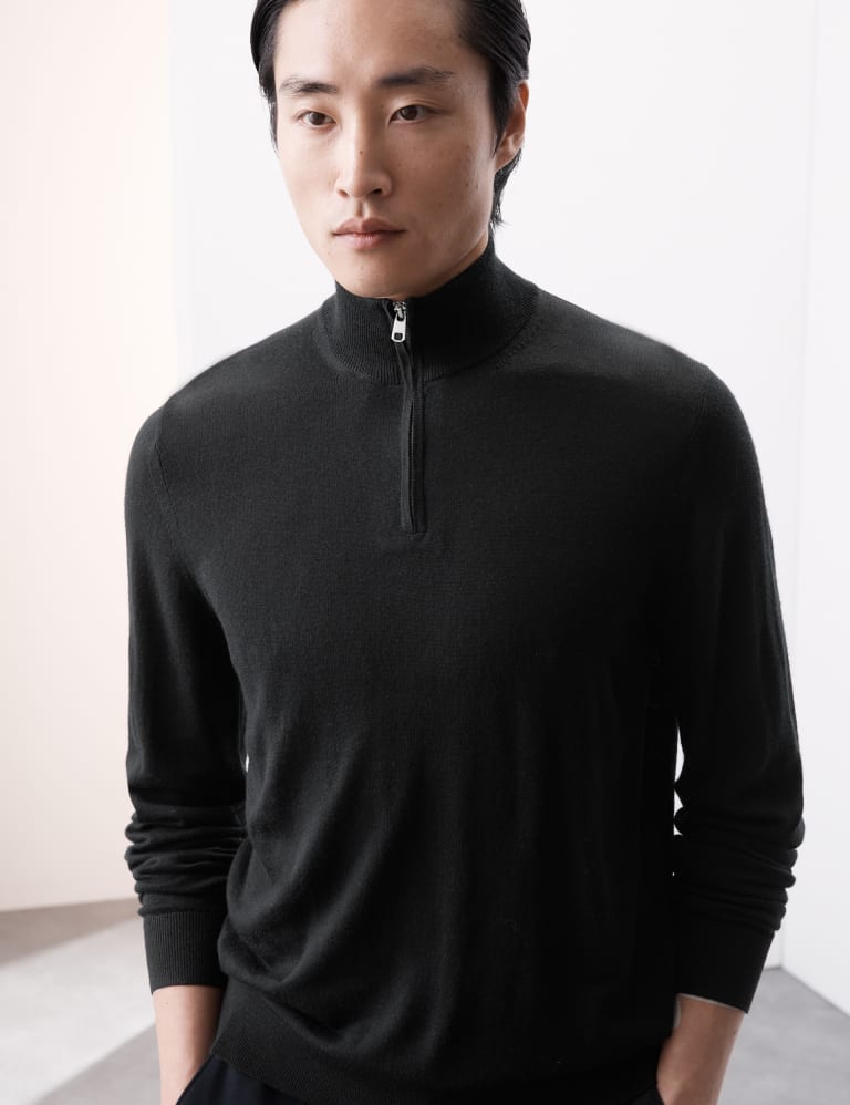 Black half hot sale zip jumper mens