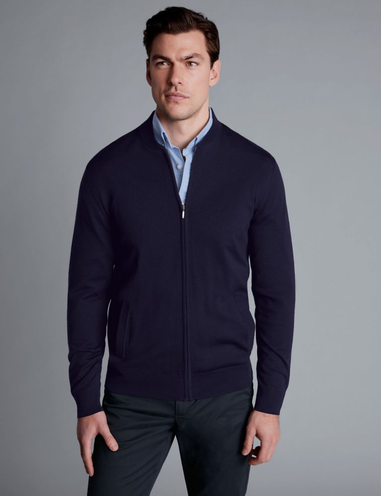 Pure Extra Fine Merino Wool Knitted Bomber 1 of 4