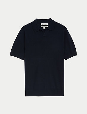 Pure Extra Fine Merino Wool Knitted Polo Shirt Image 2 of 6