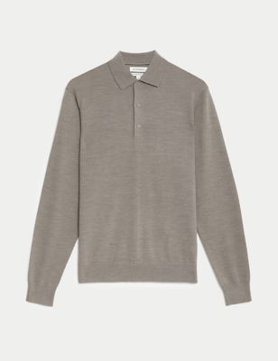 Pure Extra Fine Merino Wool Knitted Polo Shirt Image 2 of 5