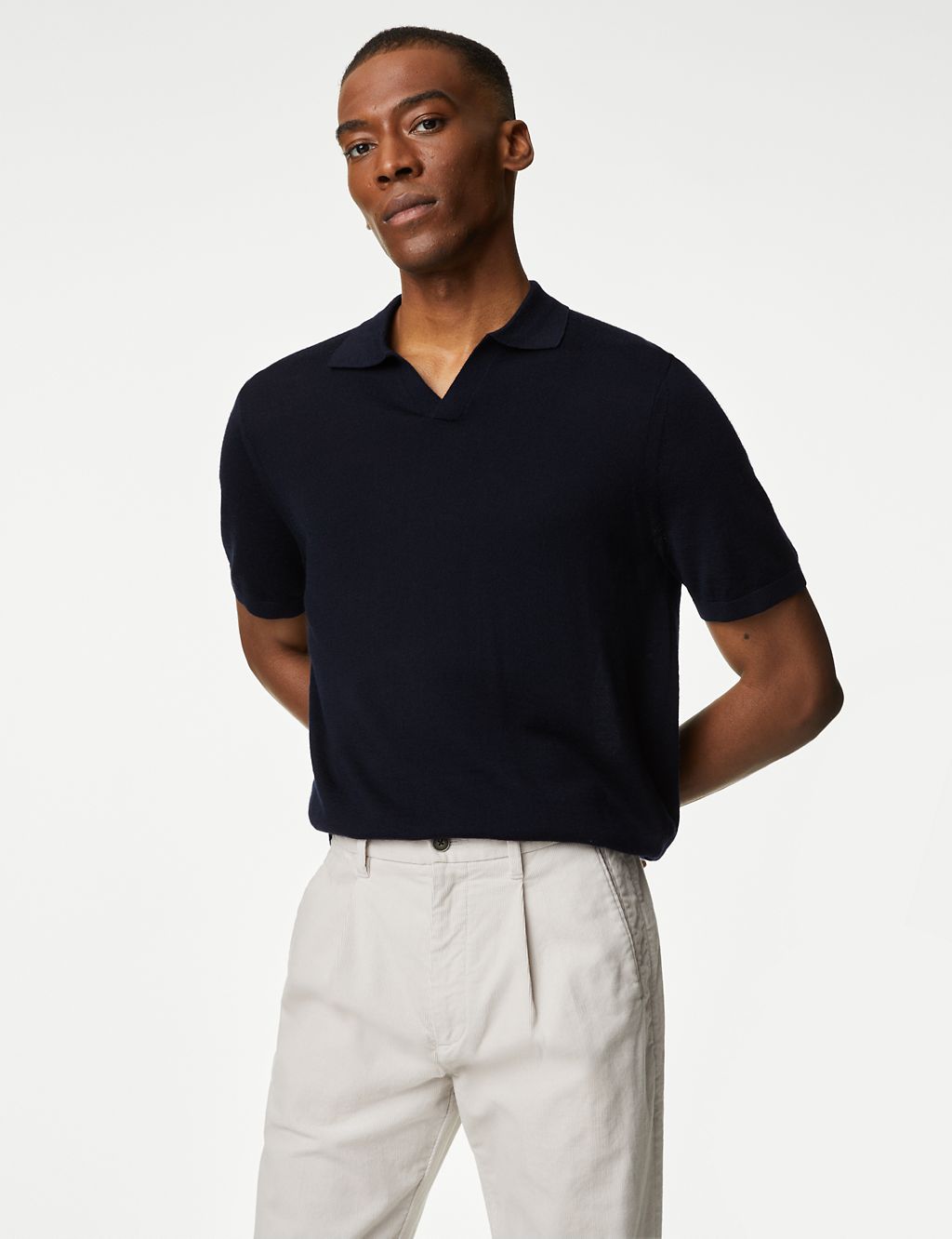 Pure Extra Fine Merino Wool Knitted Polo Shirt 2 of 6