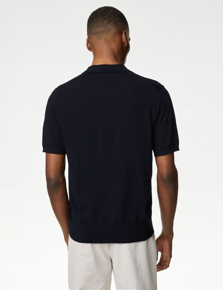 Pure Extra Fine Merino Wool Knitted Polo Shirt 6 of 6
