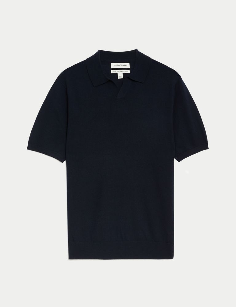 Pure Extra Fine Merino Wool Knitted Polo Shirt 3 of 6