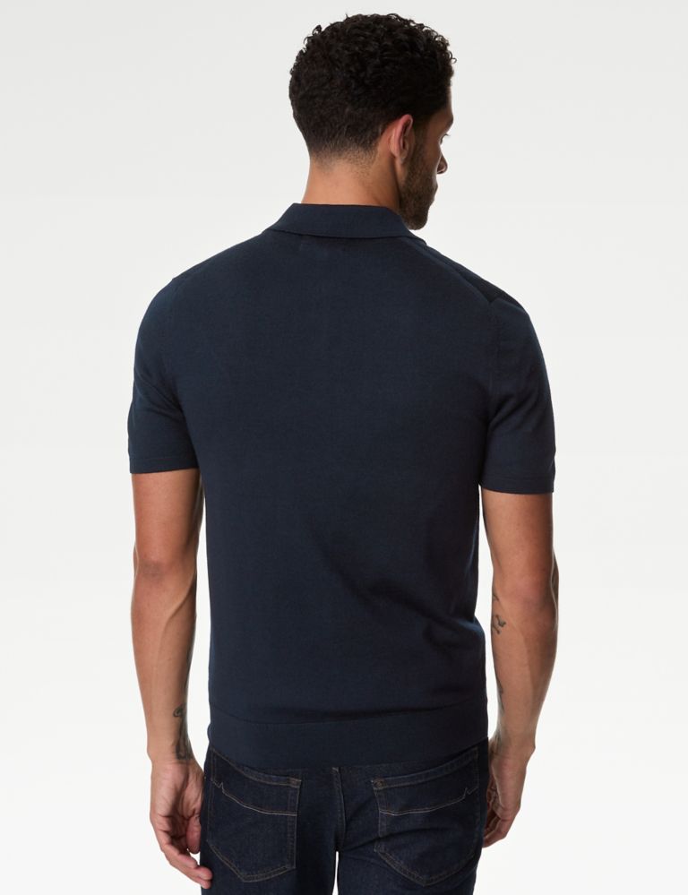 Pure Extra Fine Merino Wool Knitted Polo Shirt 5 of 5