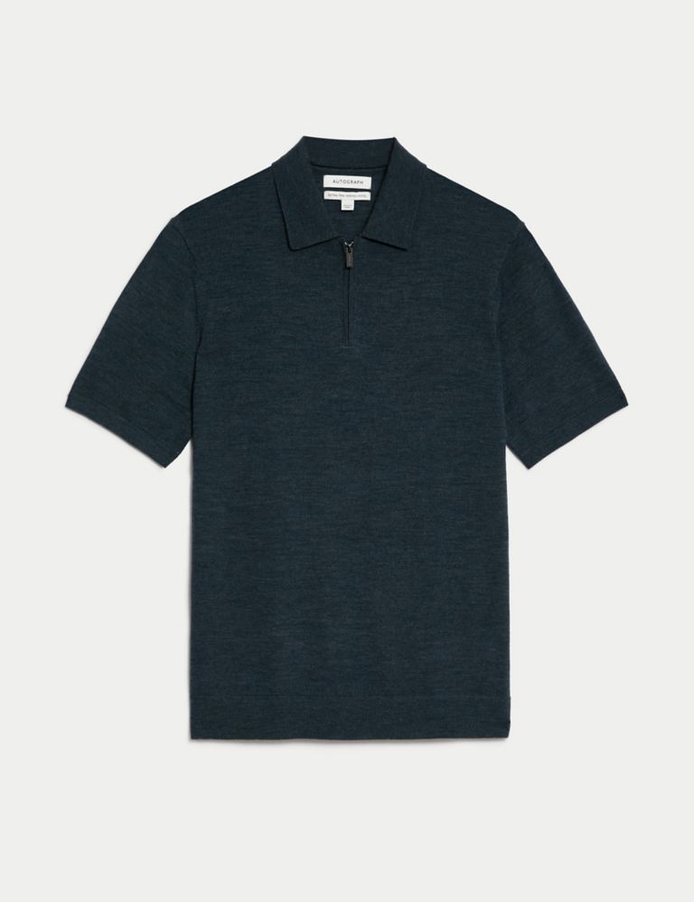 Pure Extra Fine Merino Wool Knitted Polo Shirt 2 of 5