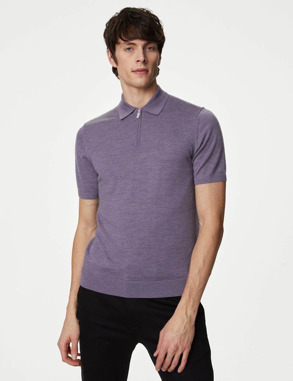 Pure Extra Fine Merino Wool Knitted Polo Shirt 3 of 5