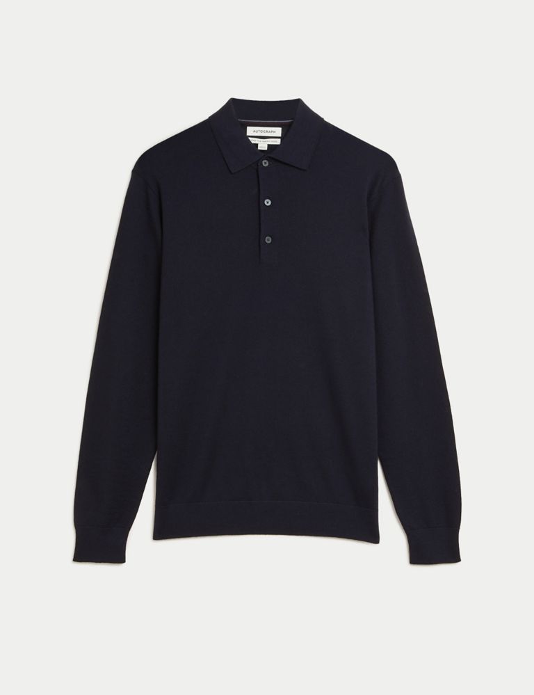 Pure Extra Fine Merino Wool Knitted Polo Shirt 2 of 5