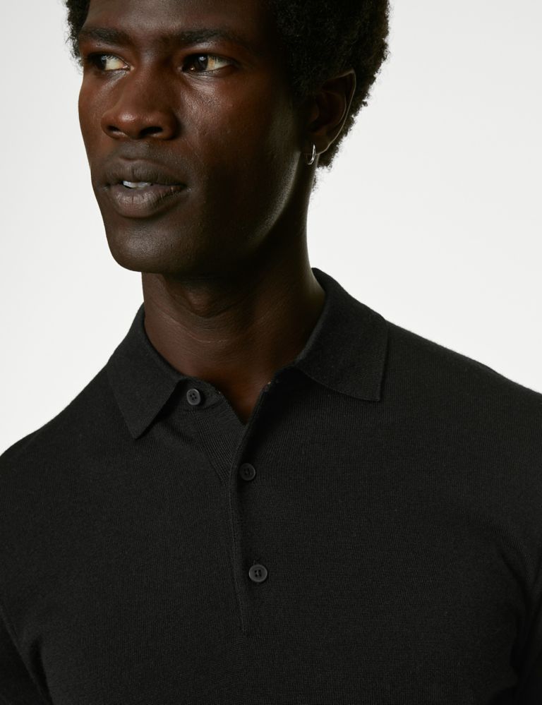 Pure Extra Fine Merino Wool Knitted Polo Shirt | Autograph | M&S
