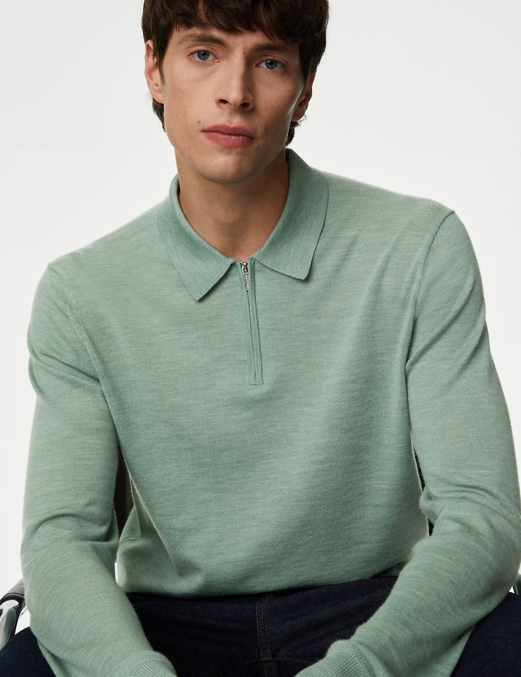 Pure Extra Fine Merino Wool Knitted Polo 3 of 5