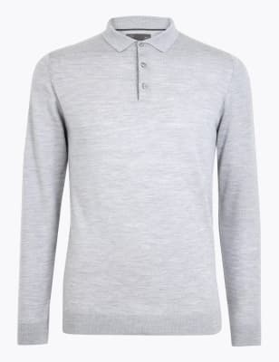 Pure Extra Fine Merino Wool Polo Shirt | M&S Collection | M&S