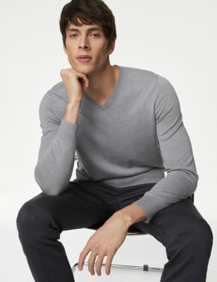 Merino v hotsell neck jumper mens