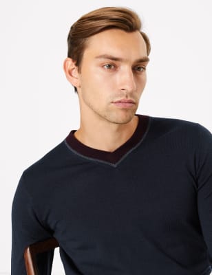 marks and spencer merino wool v neck