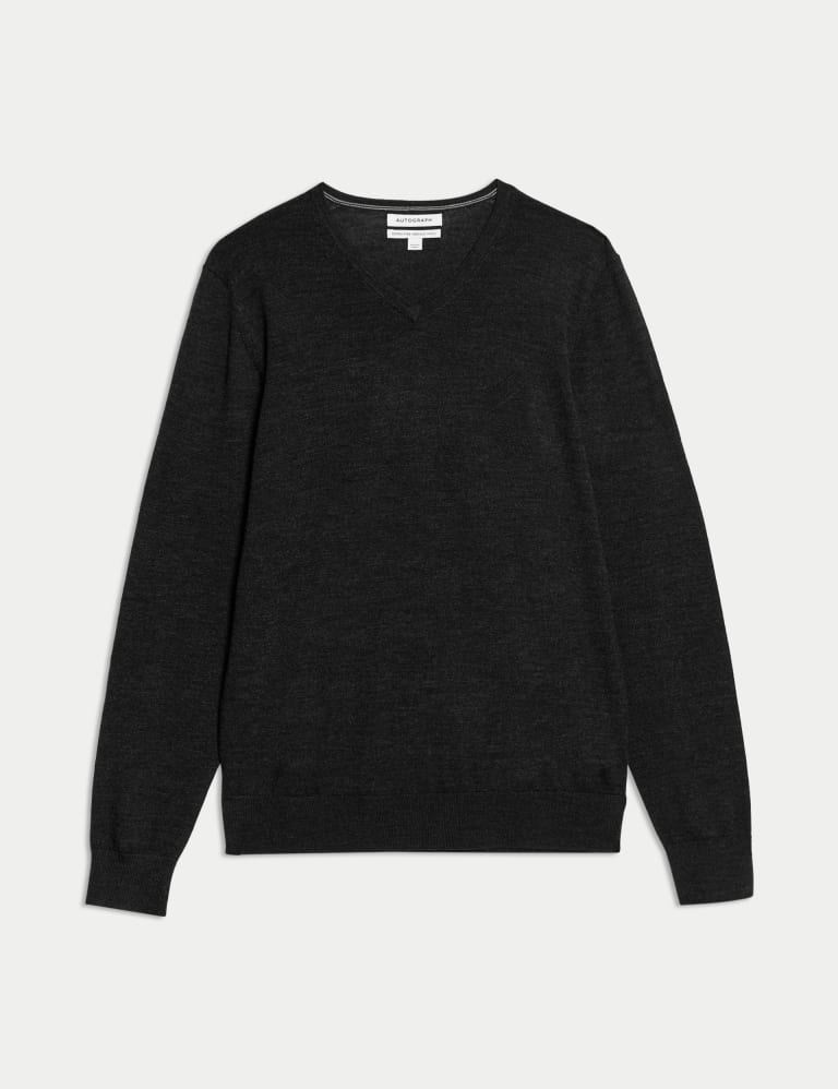 Pure Extra Fine Merino Wool V-Neck Jumper 2 of 5