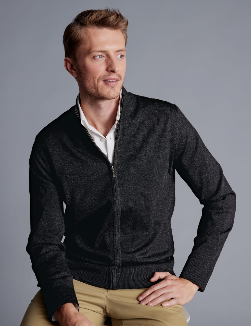 Pure Extra Fine Merino Wool Zip Up Cardigan 2 of 6