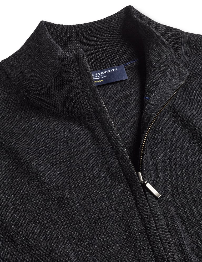 Pure Extra Fine Merino Wool Zip Up Cardigan | Charles Tyrwhitt | M&S