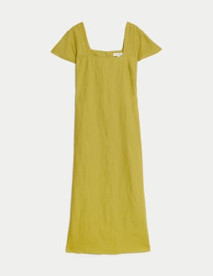 Pure Irish Linen Square Neck Midaxi Dress | Autograph | M&S