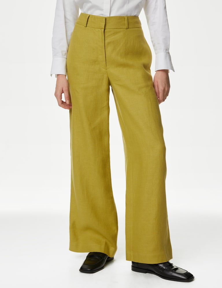 Pure Irish Linen Wide Leg Trousers 3 of 5