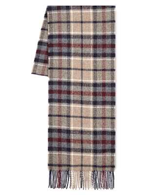 Pure Lambswool Block Checked Scarf Blue Harbour M&S