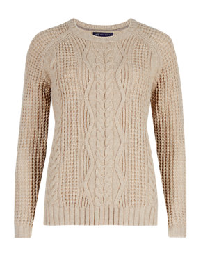 Pure Lambswool Cable Knit Jumper Image 2 of 4