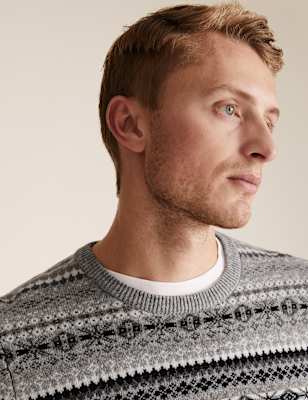fair isle lambswool crewneck sweater