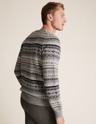 fair isle lambswool crewneck sweater