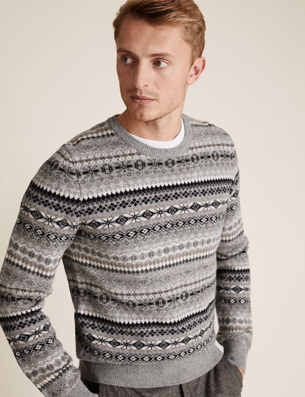 Pure Lambswool Fair Isle Crew Neck Jumper | M&S Collection | M&S
