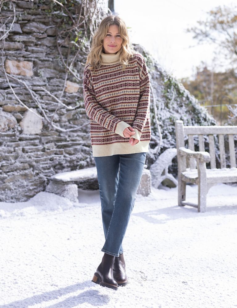 Pure Lambswool Fair Isle Roll Neck Jumper 6 of 9
