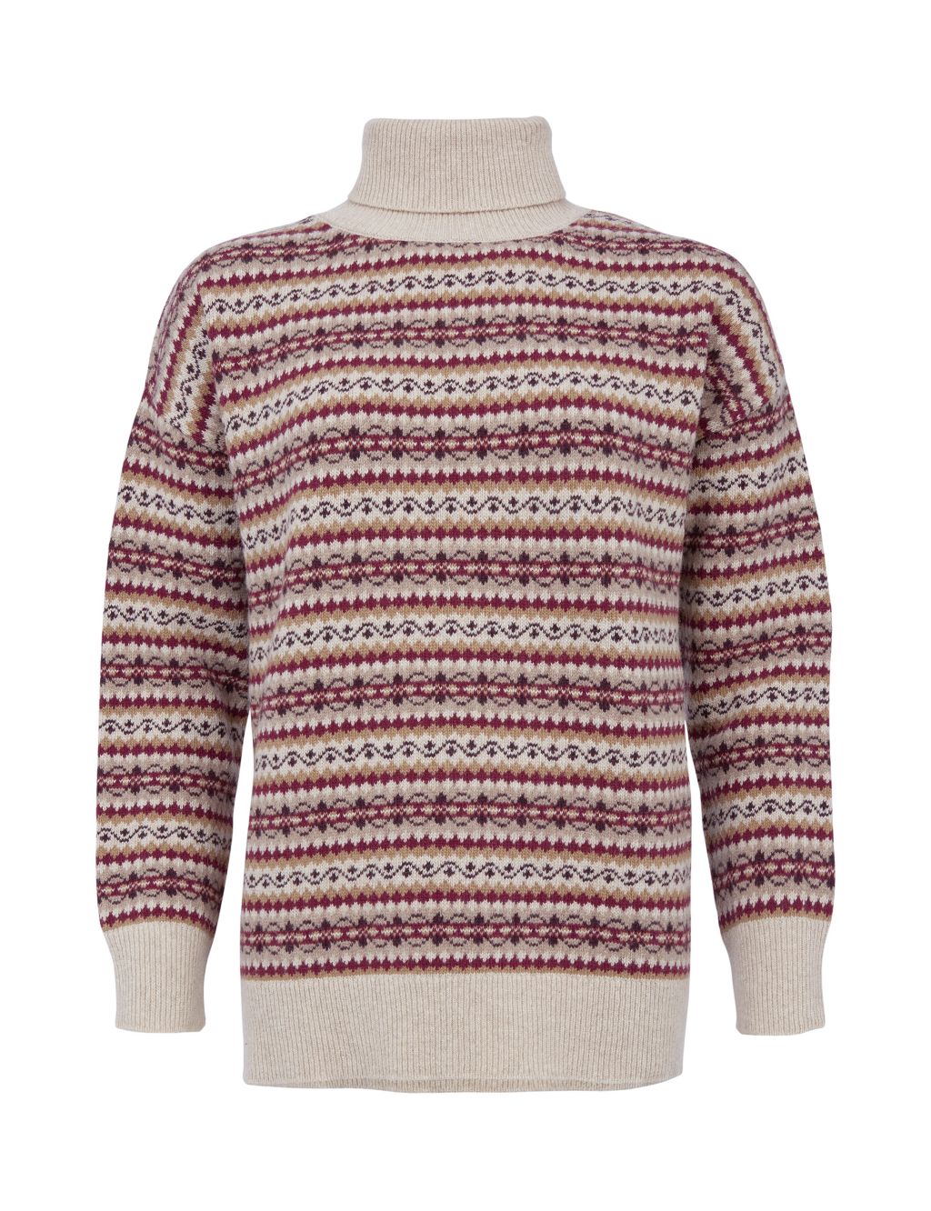 Pure Lambswool Fair Isle Roll Neck Jumper 1 of 9