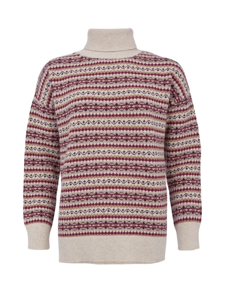 Pure Lambswool Fair Isle Roll Neck Jumper 2 of 9
