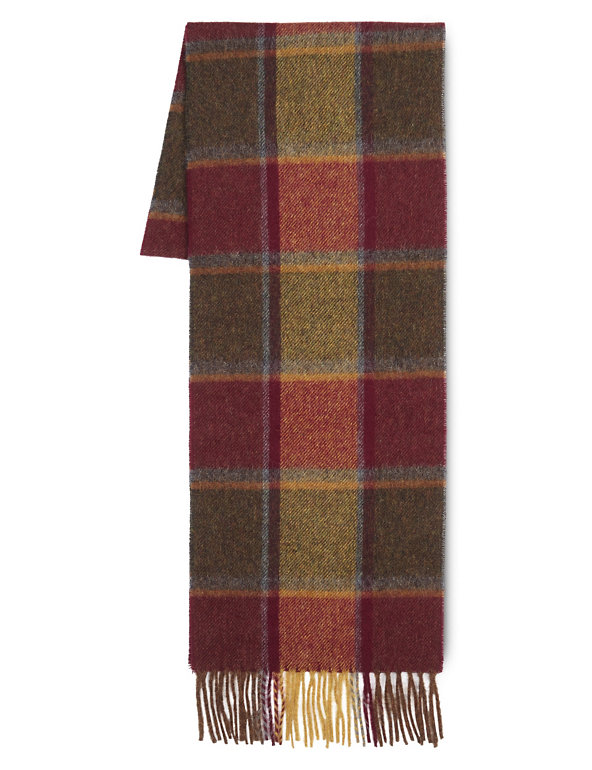 Pure Lambswool Graded Checked Scarf Image 1 of 1
