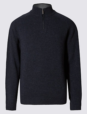 Pure Lambswool Half Zipped Jumper Image 2 of 4