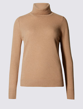 Pure Lambswool Polo Neck Jumper Image 2 of 4