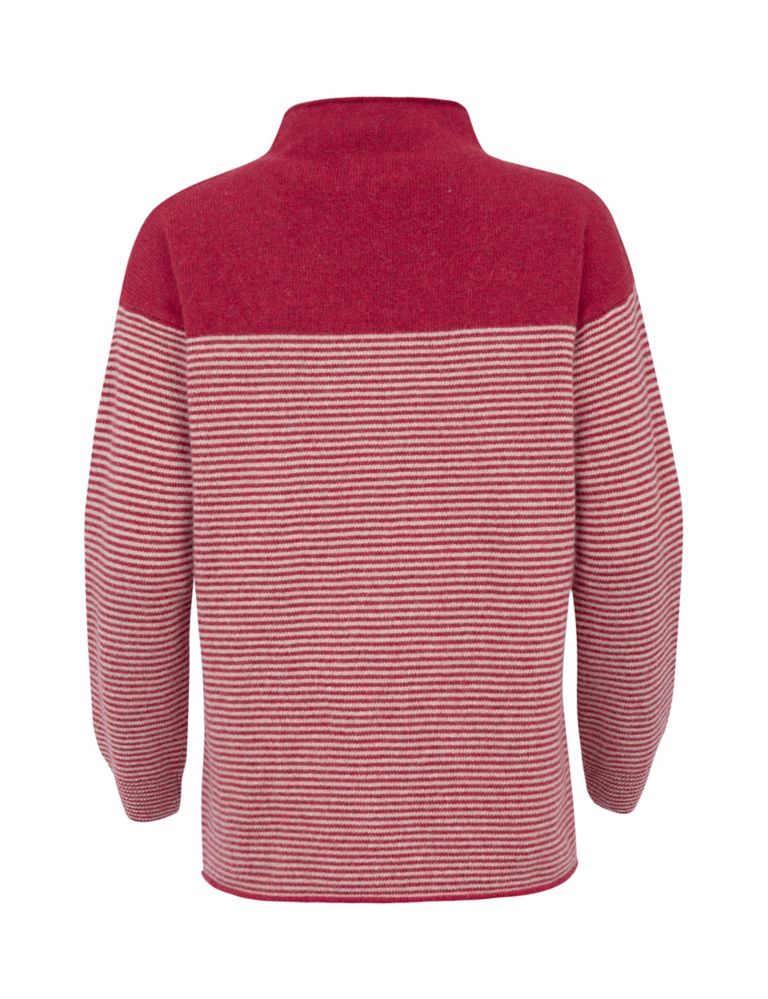 Pure Lambswool Striped Funnel Neck Jumper 3 of 9